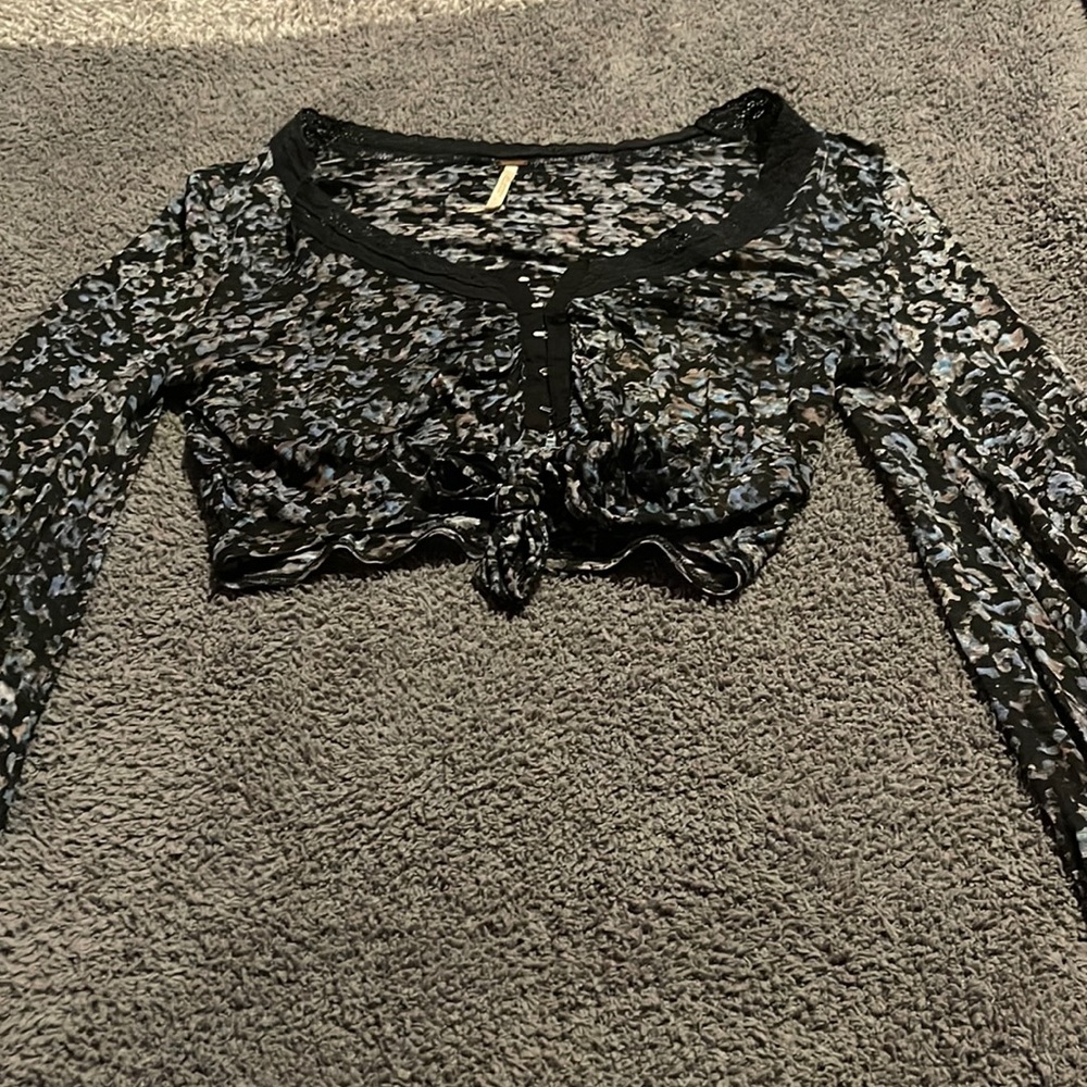 Free people cropped long sleeve blouse